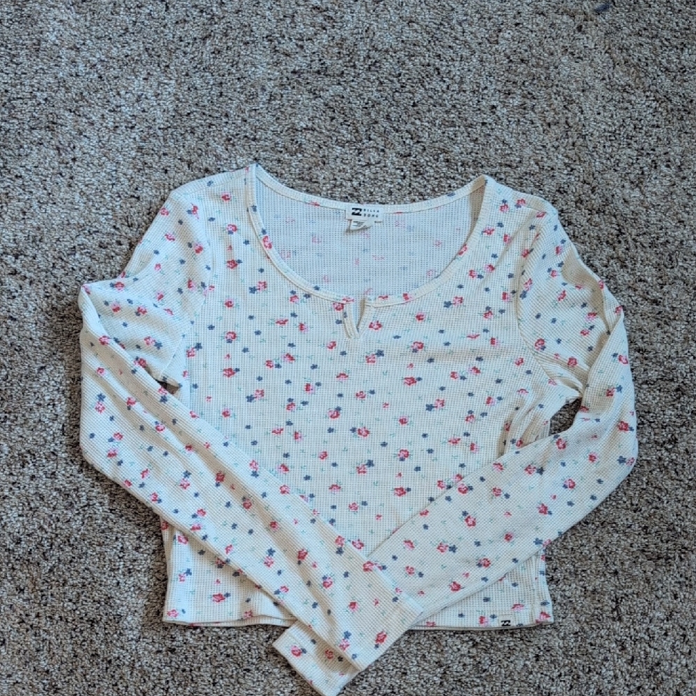 Billabong Floral Long Sleeve Ribbed Top